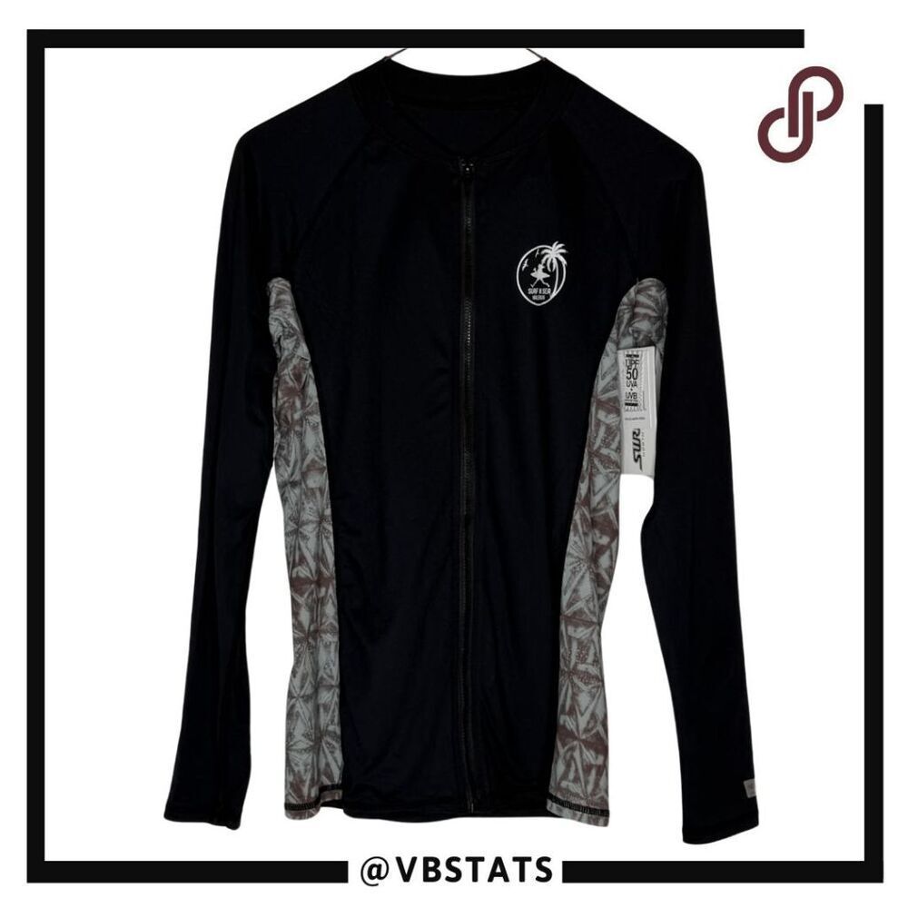 North Shore Surf Shop Women's Delmar Long Sleeve Rash Guard Black Size Large NWT